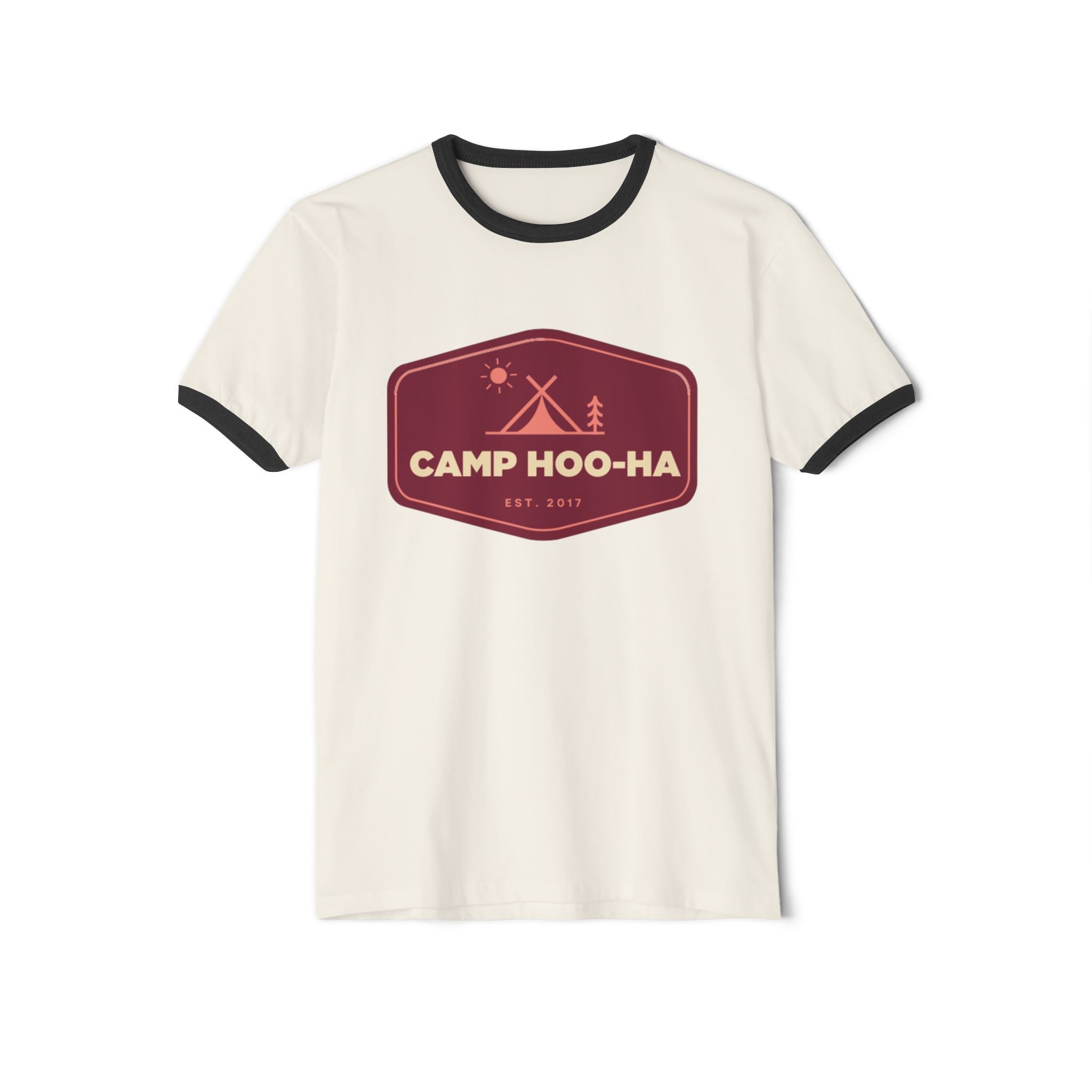 Camp Hoo-Ha original design - Unisex Cotton Ringer T-Shirt