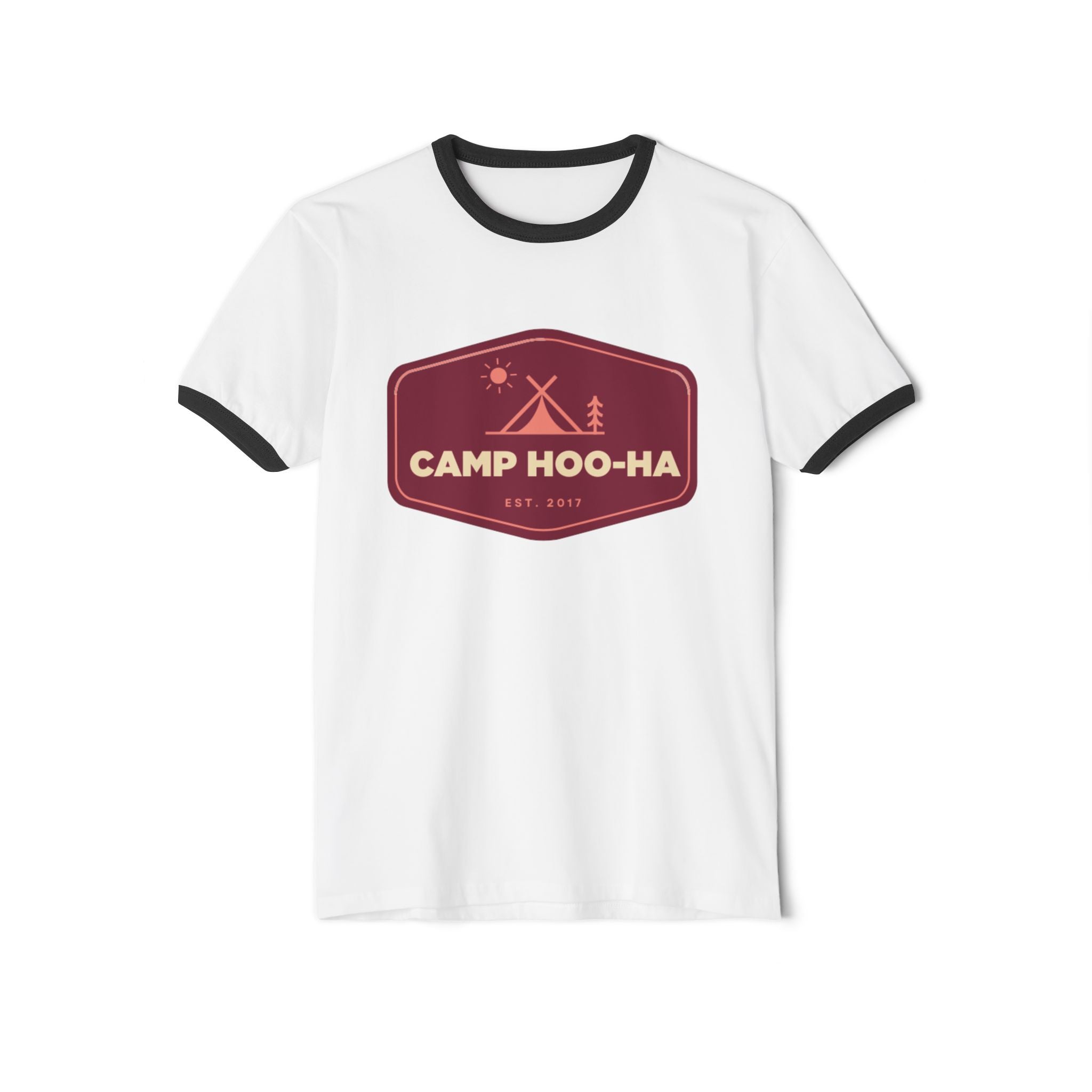 Camp Hoo-Ha original design - Unisex Cotton Ringer T-Shirt