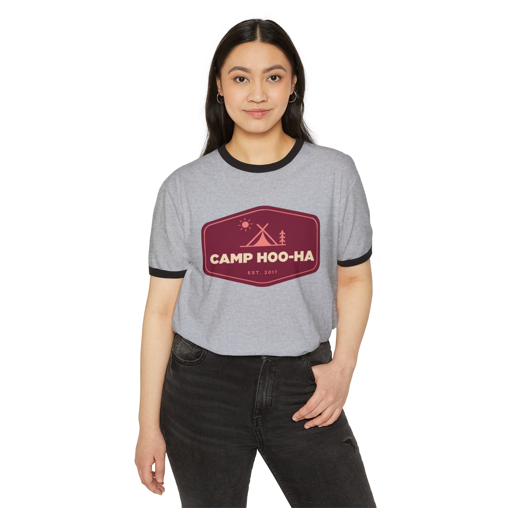 Camp Hoo-Ha original design - Unisex Cotton Ringer T-Shirt